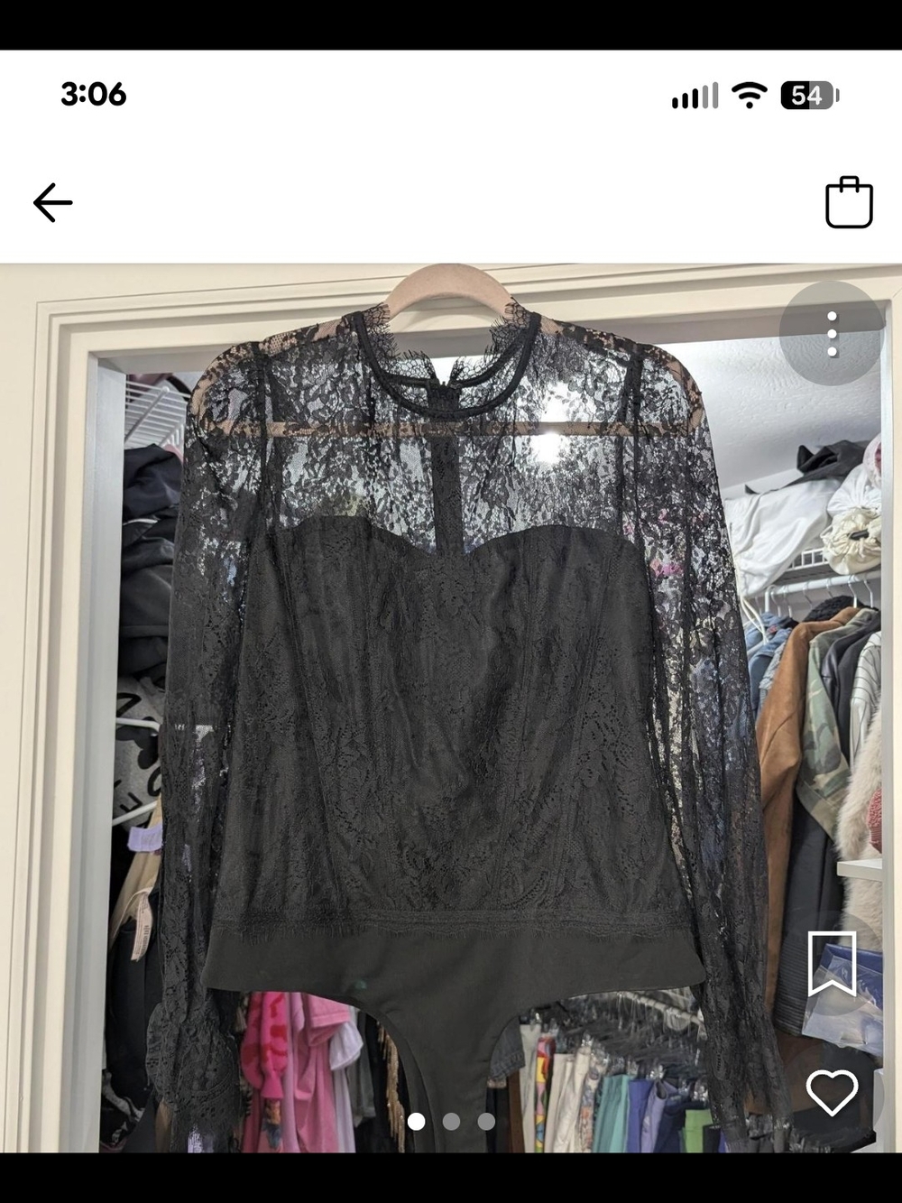 Vici Black Lace Long-Sleeve Bodysuit